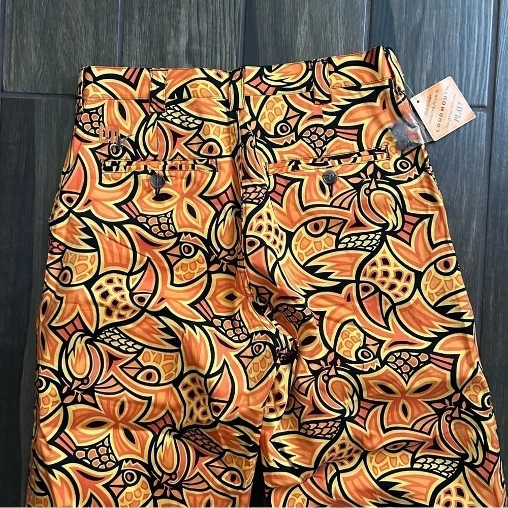 NWT Loudmouth Golf Chirp Chirp Men’s Jogger Golf Pants in Orange Black Sz 30